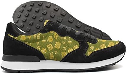 Hoohle Honey Seamless Pattern Vector Image Womens Breathable Black Internationalist Leather Mid Suede Mesh Retro Casual Running Sports Trainers Runner Walking Fishing Sneakers Shoes