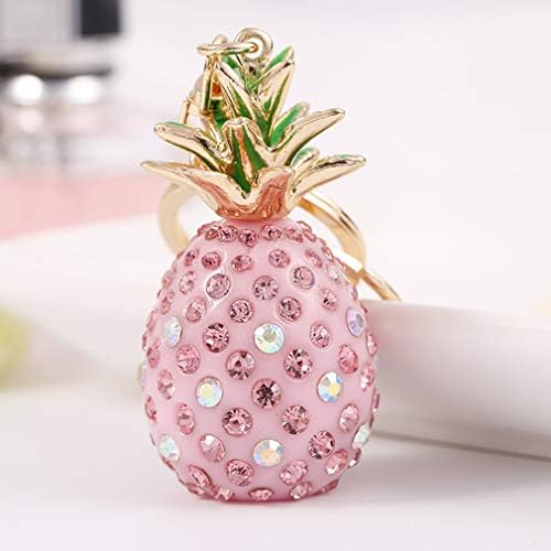 YESMAEA Rhinestone Pineapple Keychain Crystal Fruit Pendant Charm Keychain Car Key Ring Bag Decoration,Pink