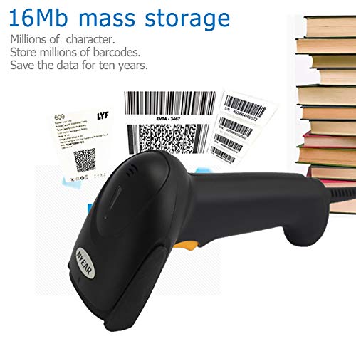 NYEAR USB Barcode Scanner Screen Printed Wired Barcode Scanner 2D Barcode Reader with Stand Automatic Handhold Bar Code Scanner with 1.8m(5.9ft) USB Cable for Tablets,Computers,Cashier,NT800-U&T - Thumbnail 5