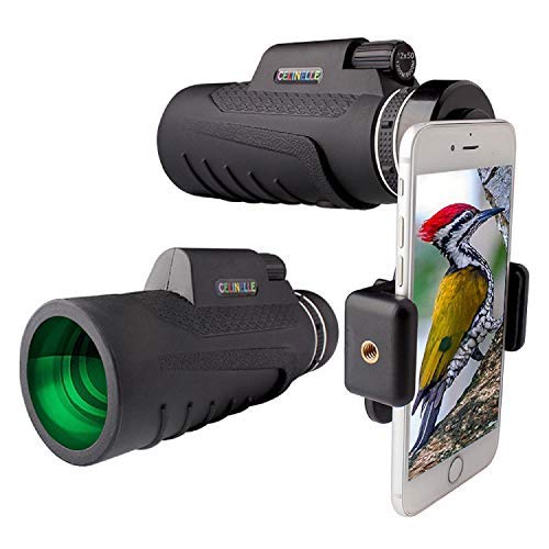 CELINELLE Monocular Telescope 12x50 High Power Waterproof Monocular with Scope Phone Mount & Tripod Monocular Compact Scope BAK4 Prism FMC Monoculars Adults Hunting Birdwatching Camping Travelling