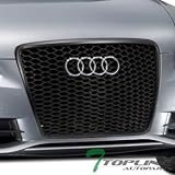 Topline Autopart Black RS RS-Sport Honeycomb Honey Mesh Bumper Grill Grille Logo Base 08-11 Audi A6 S6 C6