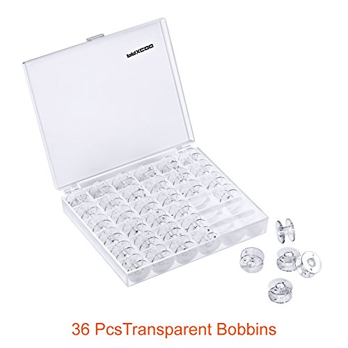 image for Paxcoo 36 Pcs Transparent Plastic Sewing Machine Bobbins with Case and