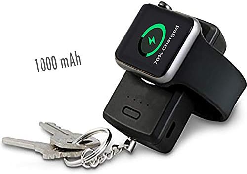 UnitedUshop Black Pocket Sized Travel Friendly Wireless Charger 1000mAh Portable Smart Keychain Power Bank for Apple Watch Series 4/ Series 3 / Series 2/ Series 1/ Nike+