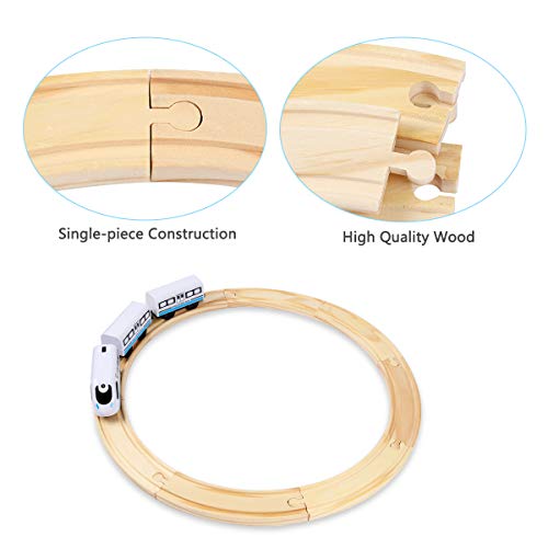image for Lydaz Wooden Train Tracks Set with Magnetic Battery Operated Train for