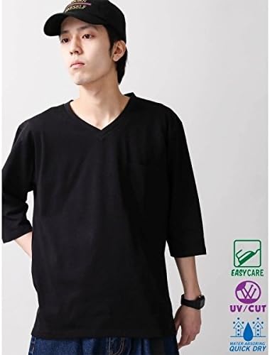 Amazon ウィゴー メンズ Wego Wego Usaコットン7分袖vネックtシャツ ブラック M Tシャツ カットソー 通販