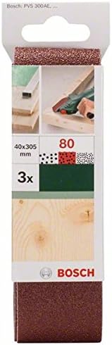 Bosch 2609256183 Abrasive Belts for Belt Sander 40 x 305 mm Grit Size 80 Set of 3, Silver, grit 80 - Image 3