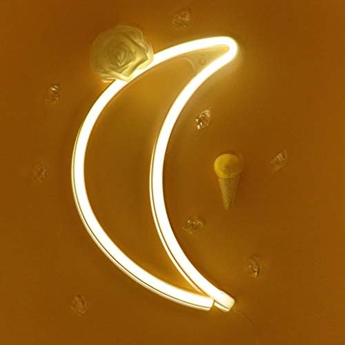 Chronos 3AA Battery Operated & USB Powered LED Neon Sign Lamp (Moon (Warm White), Wall Hanging)