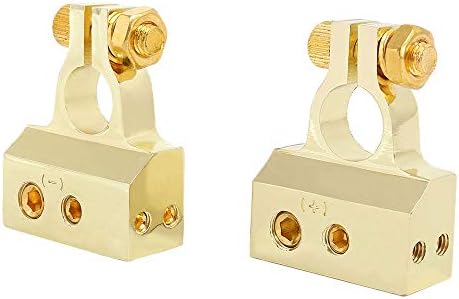 WarmCare 2 Pack 2/4/8 or 10 Gauge Battery Terminal with Shims Positive and Negative for Auto Car Audio Modification Platinum