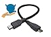 CERRXIAN USB OTG Cable - Black, Type Micro Male to Mini Male Cable (Black) (25cm)