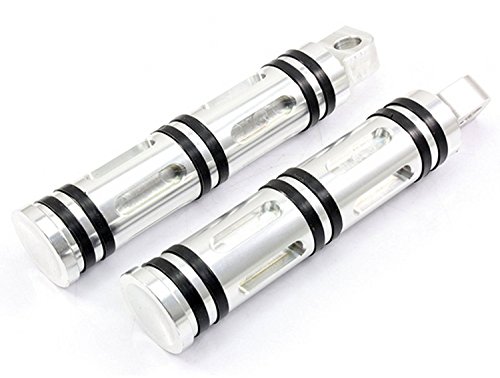 TESWNE Pair Billet CNC Aluminum Motorcycle Foot Pegs for Harley Davidson Sportster Male Mount Footrest (Chrome)