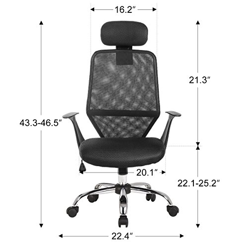 YAMASORO Office Mesh Task Chair Mid Back Swivel Computer Desk Chairs with Backrest,Armrest and Adjustable Seat Height for Home Office Conference Room (Black-8102)