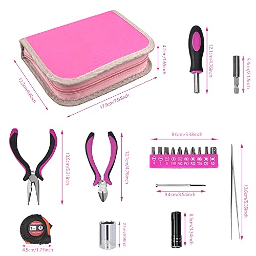 Werkzeugset Rosa Lady Werkzeug Set mit Werkzeugkoffer 23-Teiliges Reparatur Werkzeug Kit mit Schraubendreher Bit Maßband… – Bild 4