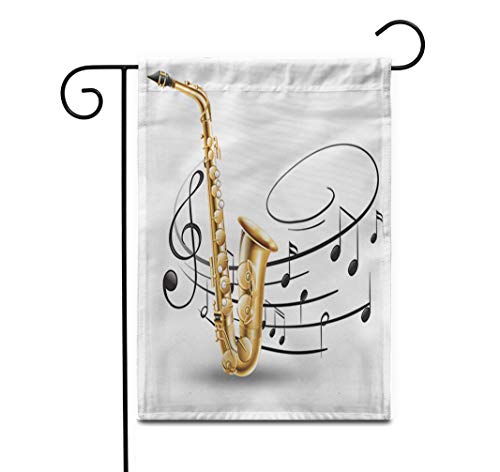 Awowee 12"x18" Garden Flag Classical Saxophone Music Notes in Clip Clipart Drawing Entertainment Outdoor Home Decor Double Sided Yard Flags Banner for Patio Lawn