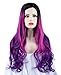 SEIKEA Women Color Wig Long Curly Hair Ombre with Root Girl Cosplay Costume Heat Resistant Synthetic Hairpiece ((#GB2312) Purple)