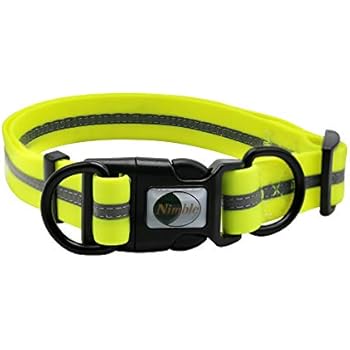 NIMBLE Dog Collar Waterproof Pet Collars Anti-Odor Durable Adjustable PVC & Polyester Soft with Reflective Cloth Stripe Basic Dog Collars S/M/L Sizes (Large (15.35