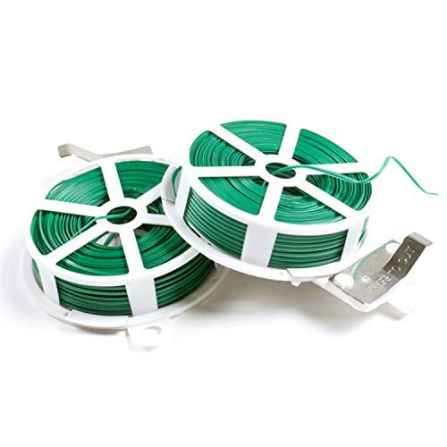 Sanmult 2×50M Green Garden Twist Tie Roll, Gardening DYI Tie，Cutter for Gardening Plant ，Kitchen String Cable for DIY Craft Supplies(Green)