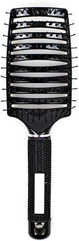 Salon Wet Vent Brush Curved with Nylon Bristles and Rubber Handle - Protects Hair from Damage
