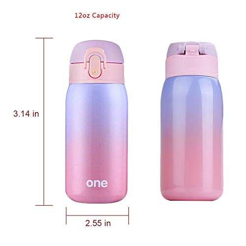 Kids Water Bottle Thermoses Rainbow Water Bottle Cup Metal Stainless Steel Vacuum Insulated Water Flask for School Kids Girls Lunch Box Leak Proof BPA Free No Straw - 11oz - Thumbnail 6