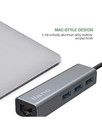 USB C to LAN Ethernet Adapter, USB 3.1 Type-C to 3 Port USB 3.0 Hub with RJ45,10 ,10 100 1000 Gigabit RJ45 Ethernet LAN Wired Network Adapter for MacBook,Chromebook, Pixelbook and More,Aluminum Alloy