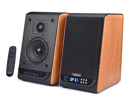 Udreamer Bluetooth Bookshelf Speakers HiFi 2.0 Surround Sound Speakers Classic Portable Wooden Enclosure Wireless Studio Monitors Speaker for Home Theater(Pair)