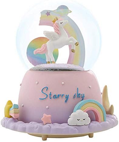 VECU Unicorn Snow Globe for Kids, Sleeping Unicorn Rotating Inside as Music Plays, Perfect Unicorn Music Box for Girls, Granddaughters Babies Birthday (Unicorn Rainbows Lantern Music)