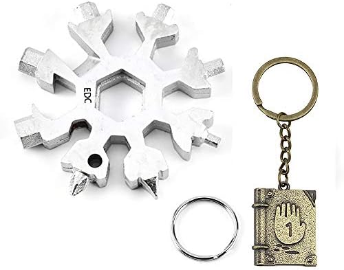 Newest Stainless Steel Snowflakes Tool Card 18 in 1 Multitool Card/Outdoor Travel Camping Multifuncational EDC Keychain/Bottle Opener/Screw Driver/Fashion Pendant Pocket Size/Gift for Men