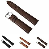 Leather Watch Strap - Choices of Color & Width (18mm,20mm or 22mm) STYLELOVER Genuine Cowhide Leather Watch Band with Stainless Buckle(18mm,Deep Brown)