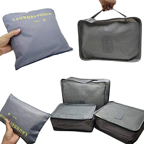 M-jump 6 Set Travel Storage Bags Multi-functional Clothing Sorting Packages, Travel Packing Compression Pouche, Luggage Organizer Pouch (grey) - Thumbnail 4