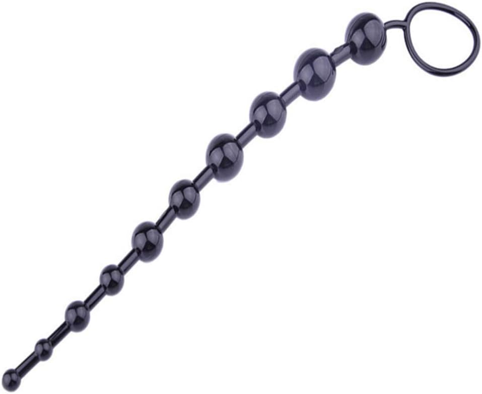 Soft Silicone a?us Plúg with 10 Beads - B'ut.t Pùg Cillitoris Massagging Waterproof Sxx Toys for Women (Black)