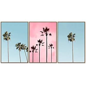 signwin 3 Piece Framed Canvas Wall Art Palm...