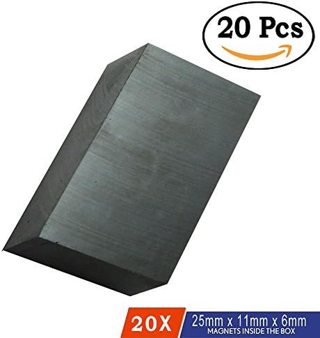 Perfect Magnets Ferrite Block Magnet 25mmx 11mm x 6mm Thk. - 20 Pcs.
