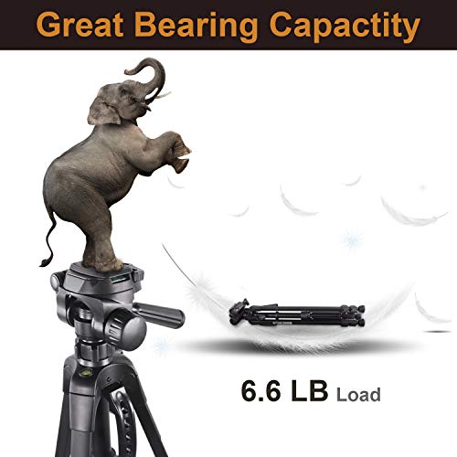 Emarth 55'' Lightweight Camera Tripod, Aluminum Compact Scope Tripod with 3 Way Fluid Pan Head for Nikon Canon Sony DV Camcorder - Thumbnail 2