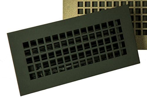 4 x 10 "Cast Iron Look" Black Powder Coated Steel Square Ceiling and Wall Air Returns and Grilles (6" x 12" Overall)