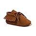 R&V Unisex Infant Baby Boys' Girls' Moccasins Soft Sole Tassels Prewalker Anti-Slip Toddler Shoes (S:0~6 months, Bandage Tan)