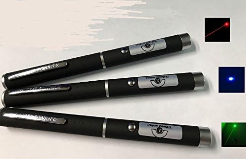 Dequn Wang Laser Pointer High Power Set of 3 pcs 650nm Green 532nm Blue-Violet 405nm Laser Pointer Pen Adjustable Burning Match Without Battery