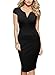 Miusol Women's Classicial V Neck Retro Business Bodycon Pencil Dress (Small, Black)