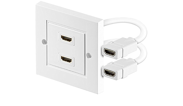 Enchufe doble HDMI de pared con cables. : Amazon.es ...