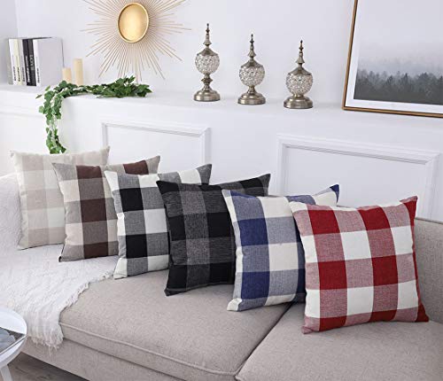 Miatty Plaid Cotton Decorative Pillow Covers 1 Piece Throw Pillows