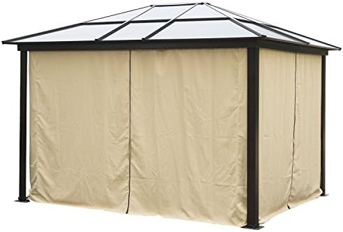 MRT SUPPLY 12'x10' Gazebo Canopy Net Hardtop Roof Aluminum Outdoor Patio Tent W/Mesh Walls with Ebook