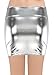 JustinCostume Women's Shiny Metallic Liquid Short Mini Skirt (S, Silver)
