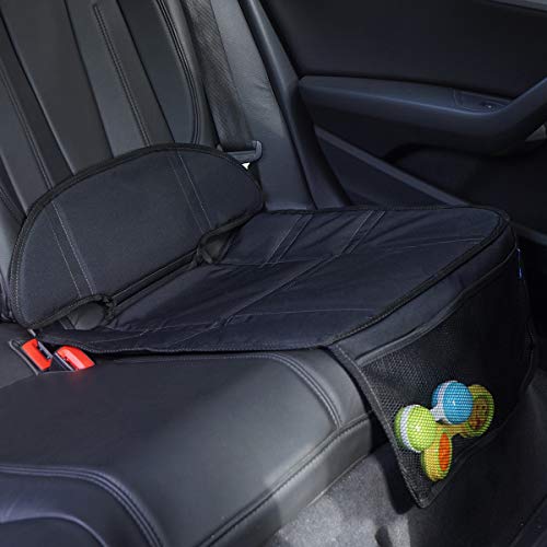 INFANZIA Car Seat Protector for Baby Car Seats - Child Seat Protection Mat for Under Carseat with Thickest Padding to Protect Leather & Fabric Upholstery, Black