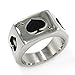 JAJAFOOK Men's Stainless Steel Ring, Poker Spade Ace, Black Silver,Sizes 7-14