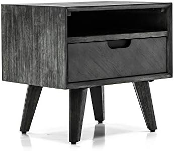 Amazon Com Mohave Mid Century Acacia Bedside Table Nightstand 22 Wide Tundra Gray Furniture Decor