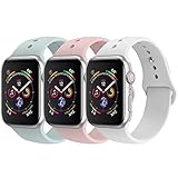 BicasLove Compatible for Apple Watch Band 42mm 44mm Silicone Replacement Sport Strap Compatible for iWatch Bands Women Men S/M 3 Pack D
