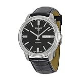 Tissot Men's Swiss Automatic Stainless Steel and Leather Casual Watch, Color:Black (Model: T0654301605100)