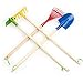 Fun Central 4 Pieces - 29 Inch Garden Tool Set for Kids & Toddlers - Blue Spade, Green Hoe, Yellow Garden Rake and Red Leaf Rake