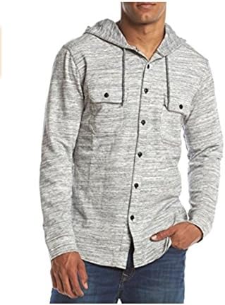 Ocean Current Mens Middle Fleece Hoodie Button Down Shirt Jacket (XXLarge, Space-dyed Black Grey)
