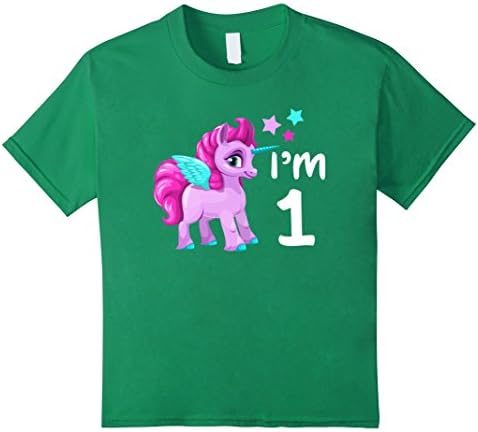 unisex-child I'm 1 Year Old Shirt 1st Birthday Unicorn TShirt 12 Kelly Green