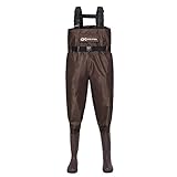 Duck and Fish Brown Chest Wader Cleated Boot Foot with Waist Belt