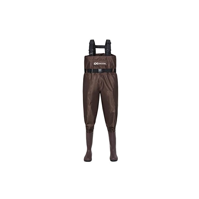 Duck and Fish Brown Chest Wader Cleated Boot Foot with Waist Belt